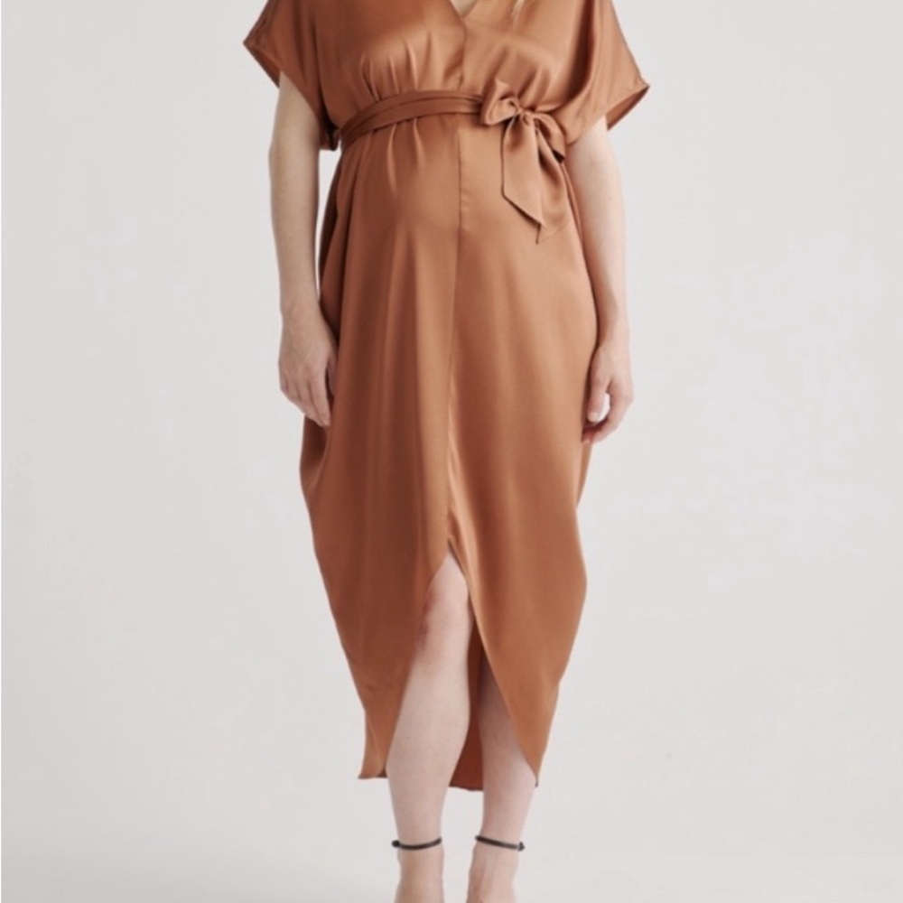Quince Elegant Brown Midi Dress